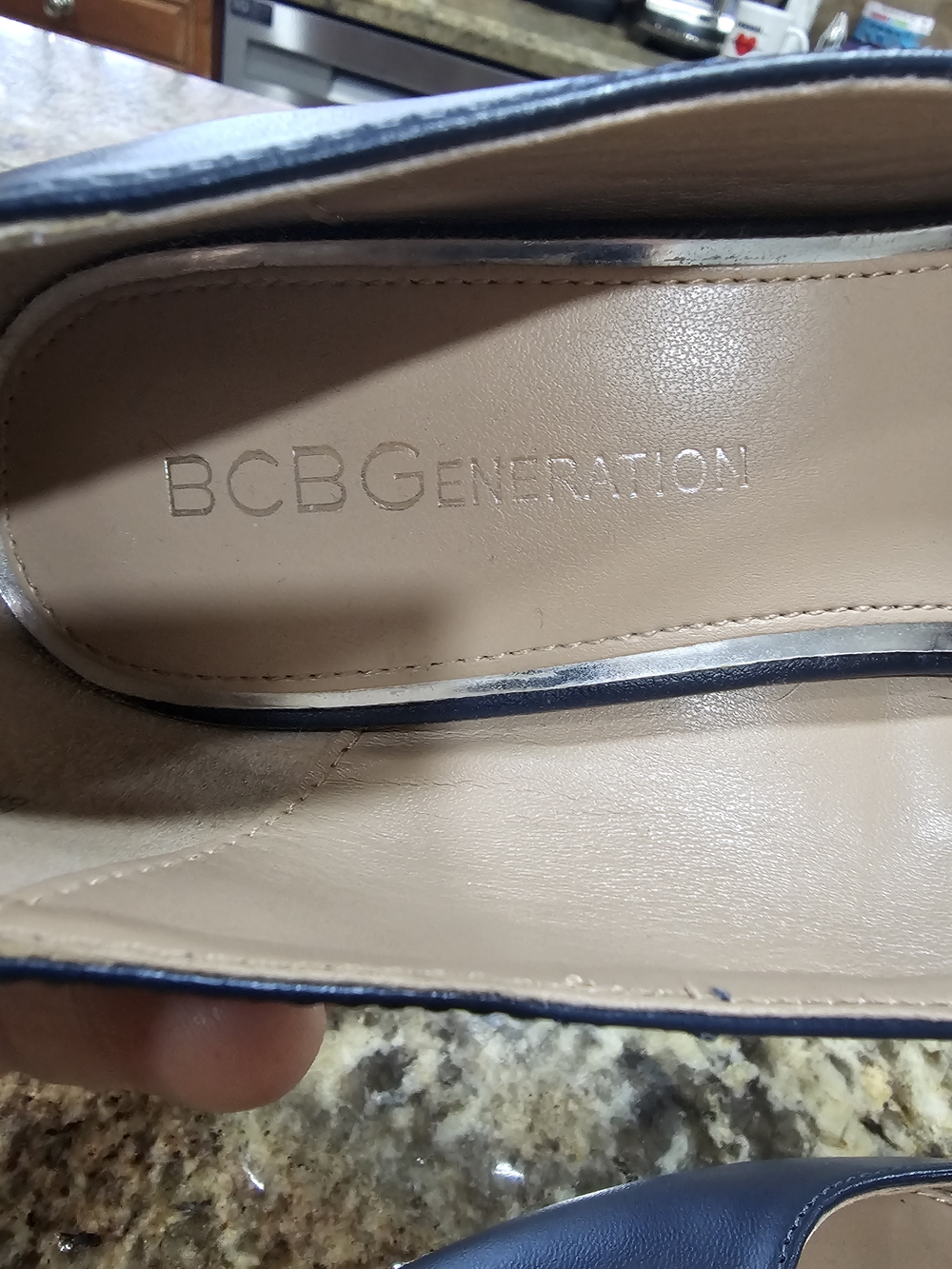 BCBGeneration Navy Pointed Toe Stud-Trim Pump Size 7, 4"heels - Picture 9 of 12